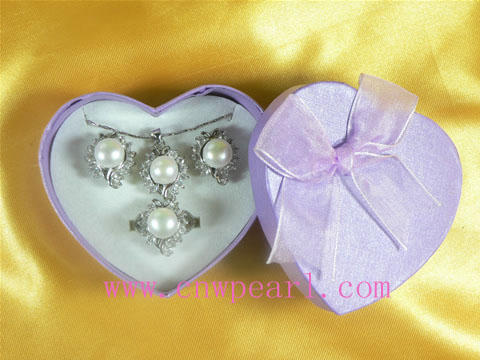 white 9-9.5mm bread freshwater pearl jewelry necklace set